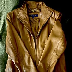 Cole Haan Lambskin Cognac Leather Jacket